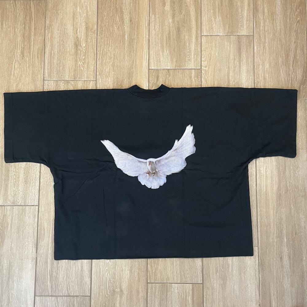 Yeezy Black Short Sleeve Tee with White Dove Graphic